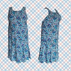 Danny & Nicole Women’s 18 Abstract Sleeveless Dress in Teal, Purple & White